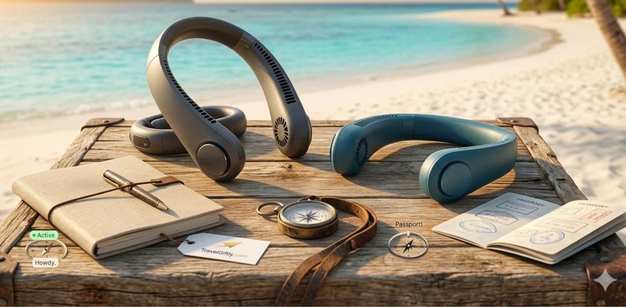 Smart wearable fans for humid tropical beach destinations