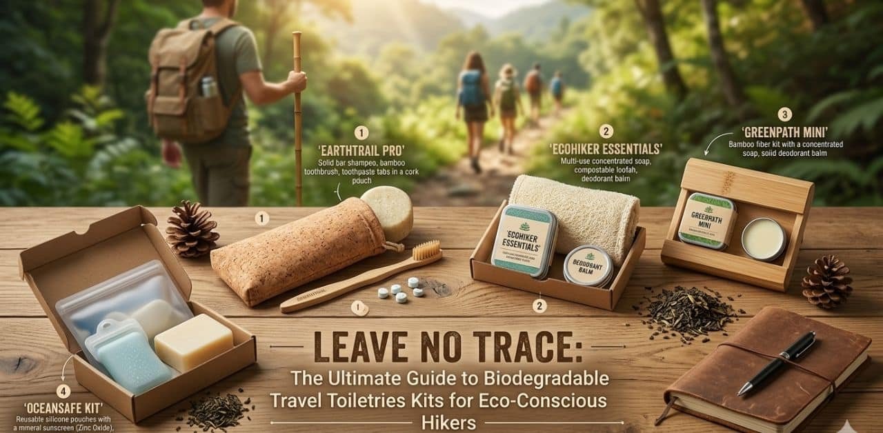 Biodegradable travel toiletries kits for eco-conscious hikers