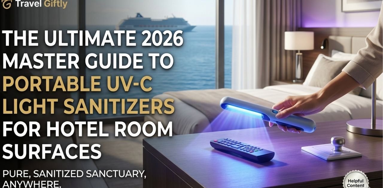 Portable UV-C light sanitizers for hotel room surfaces