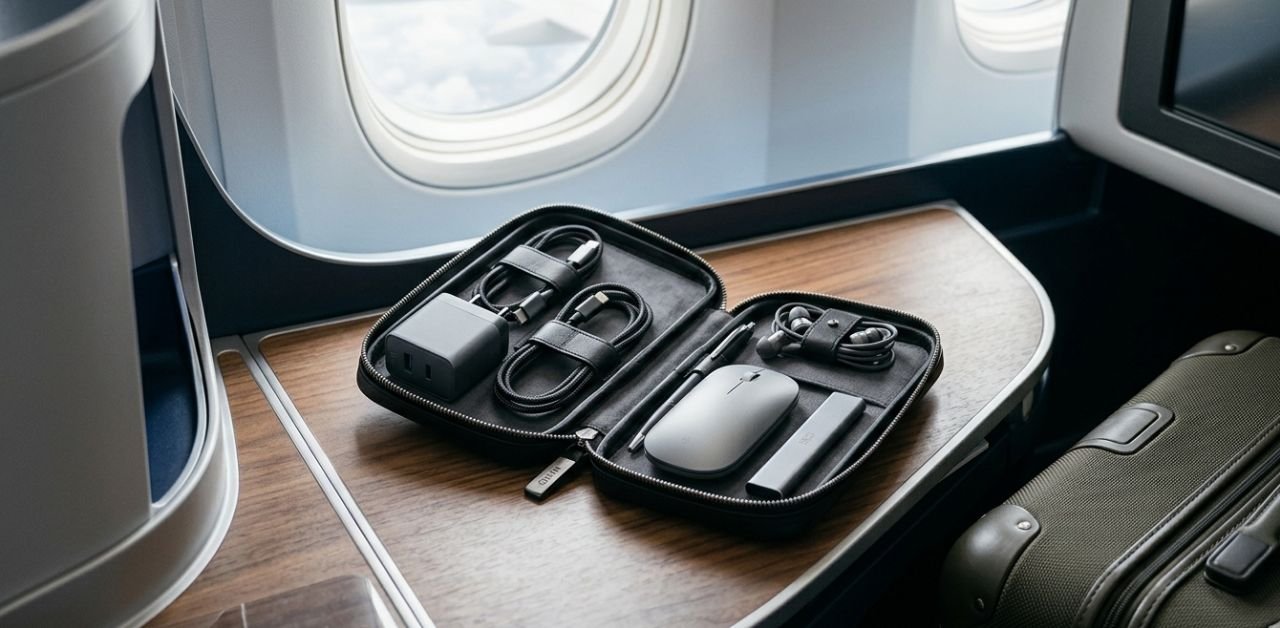 Minimalist aesthetic tech organizers for luxury travelers